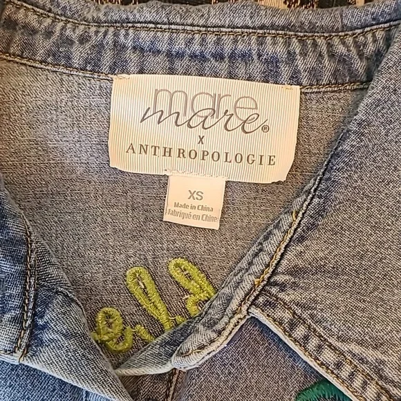 Mare Mare X Anthropologie Denim Button Up Shirt Size XS - Picture 3 of 4